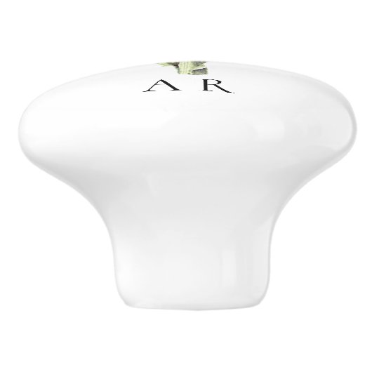 Monogram groene  stijl Artichoke flower Keramische Knop (Zijkant)