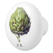Monogram groene  stijl Artichoke flower Keramische Knop (Rechts)