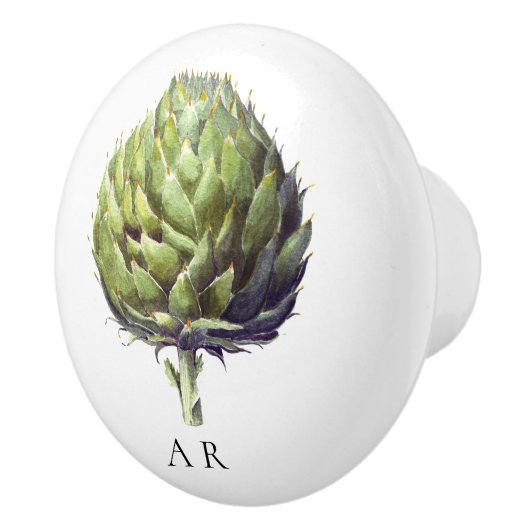 Monogram groene  stijl Artichoke flower Keramische Knop (Rechts)
