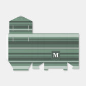 Monogram groene strepen bedankdoosjes (Uitgevouwen)