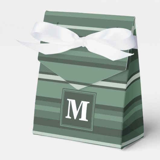 Monogram groene strepen bedankdoosjes (Voorkant Zijde)