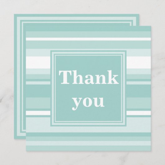 Monogram groene strepen bedankkaart (Voorkant / Achterkant)