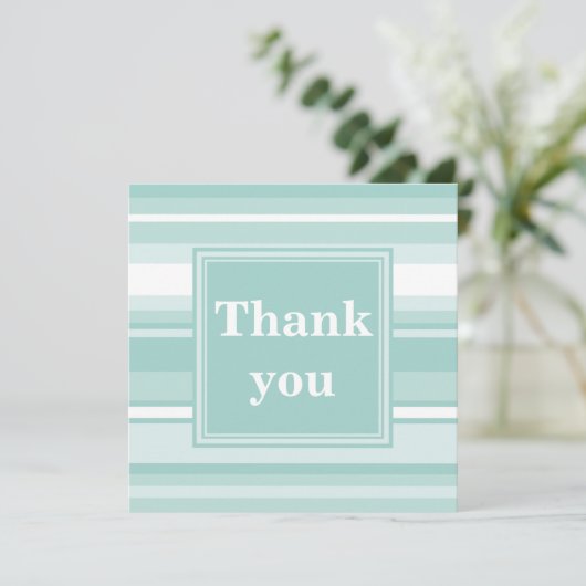 Monogram groene strepen bedankkaart (Staand voorkant)