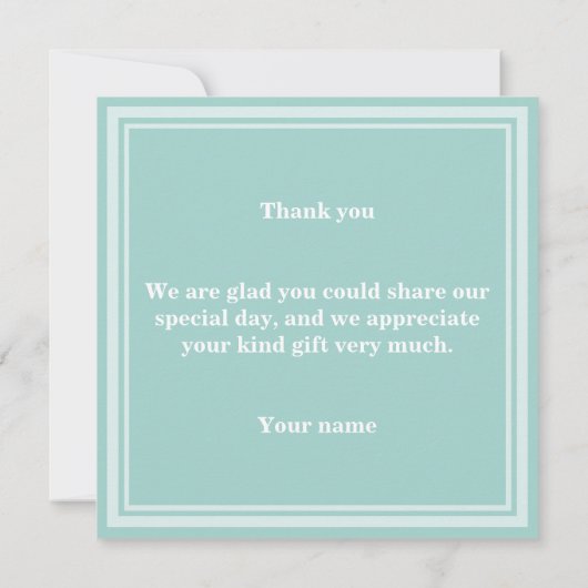 Monogram groene strepen bedankkaart (Achterkant)