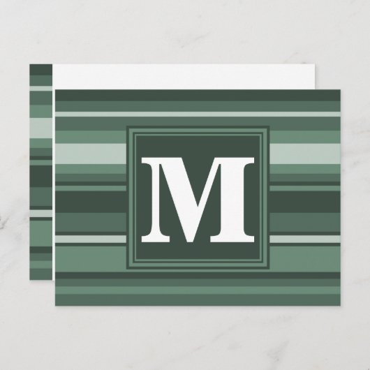 Monogram groene strepen briefkaart (Voorkant / Achterkant)