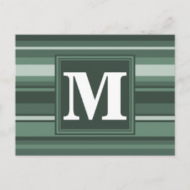 Monogram groene strepen briefkaart
