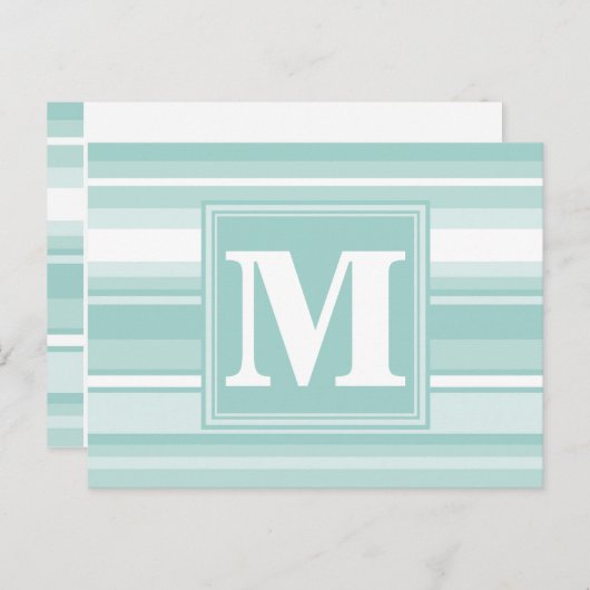 Monogram groene strepen briefkaart (Voorkant / Achterkant)