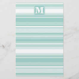 Monogram groene strepen briefpapier