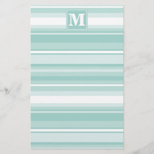 Monogram groene strepen briefpapier