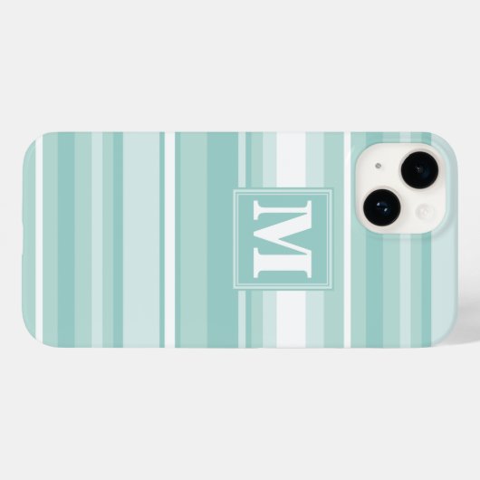 Monogram groene strepen Case-Mate iPhone case (Achterkant (horizontaal))