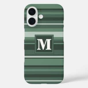 Monogram groene strepen iPhone 16 hoesje