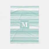 Monogram groene strepen fleece deken (Voorkant)