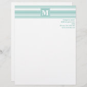 Monogram groene strepen gepersonaliseerd briefhoofd (Voorkant / Achterkant)
