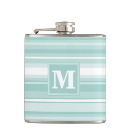 Monogram groene strepen heupfles