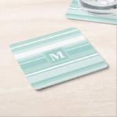 Monogram groene strepen kartonnen onderzetters (Schuin)