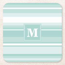 Monogram groene strepen kartonnen onderzetters