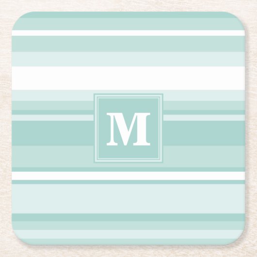 Monogram groene strepen kartonnen onderzetters (Voorkant)
