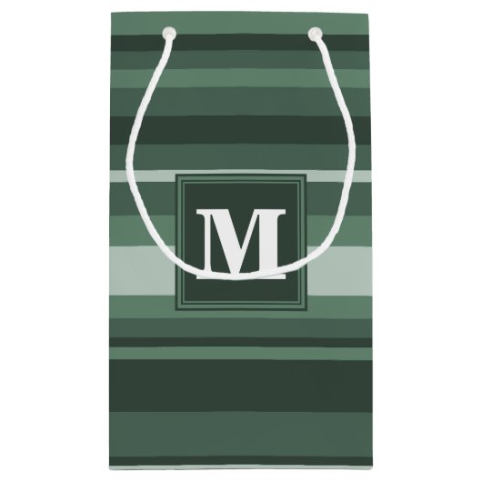 Monogram groene strepen klein cadeauzakje (Achterkant)