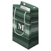 Monogram groene strepen klein cadeauzakje (Voorkant Gekanteld)