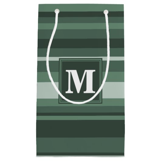 Monogram groene strepen klein cadeauzakje (Voorkant)