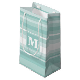 Monogram groene strepen klein cadeauzakje