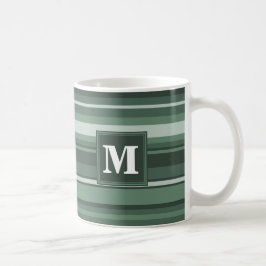 Monogram groene strepen koffiemok