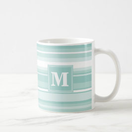 Monogram groene strepen koffiemok