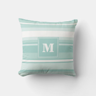 Monogram groene strepen kussen