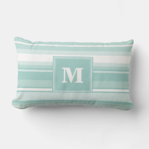 Monogram groene strepen kussen