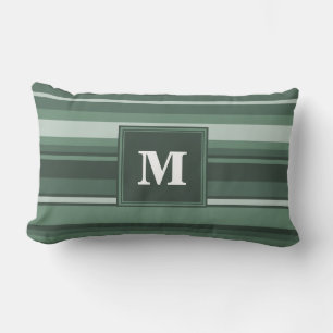 Monogram groene strepen kussen