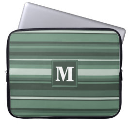 Monogram groene strepen laptop sleeve