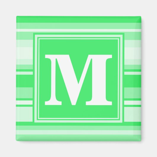 Monogram groene strepen magneet (Voorkant)