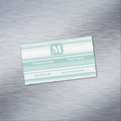 Monogram groene strepen magnetisch visitekaartje (Voorbeeld)