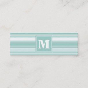Monogram groene strepen mini visitekaartje