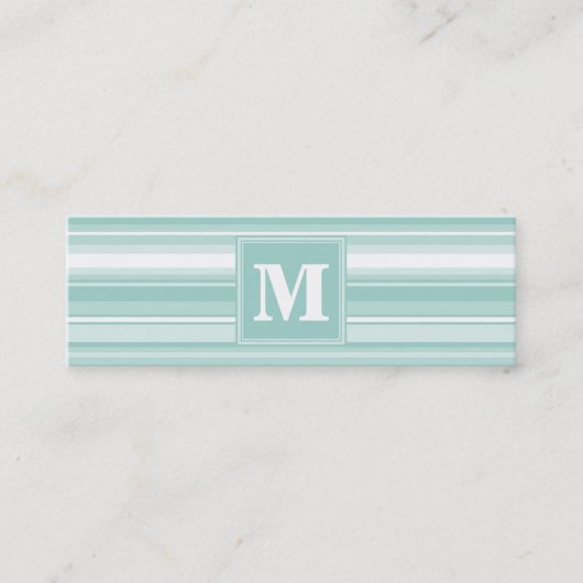 Monogram groene strepen mini visitekaartje (Voorkant)