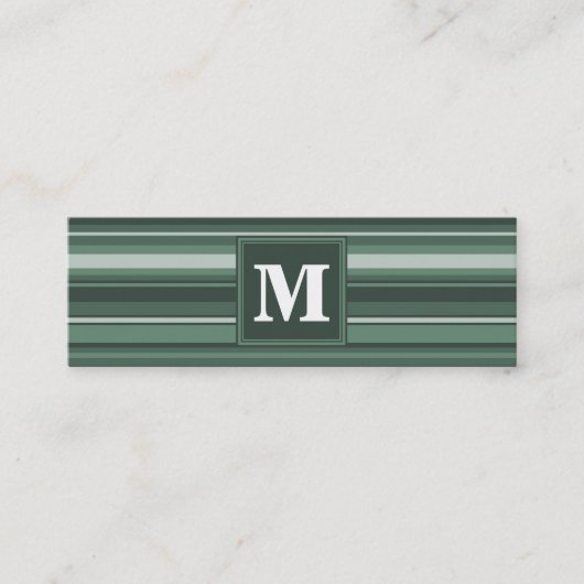 Monogram groene strepen mini visitekaartje (Voorkant)