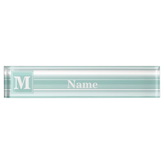 Monogram groene strepen naambordje (Voorkant)