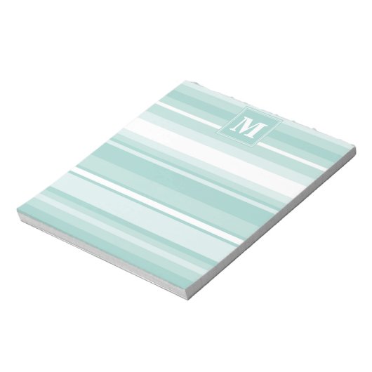 Monogram groene strepen notitieblok (Linkerzijde)