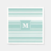 Monogram groene strepen servetten (Voorkant)