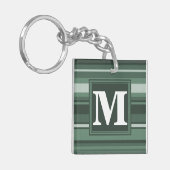 Monogram groene strepen sleutelhanger (Voorkant Links)