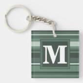 Monogram groene strepen sleutelhanger (Voorkant)