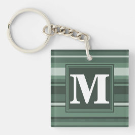 Monogram groene strepen sleutelhanger