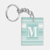 Monogram groene strepen sleutelhanger (Voorkant Links)