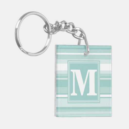 Monogram groene strepen sleutelhanger (Voorkant Links)