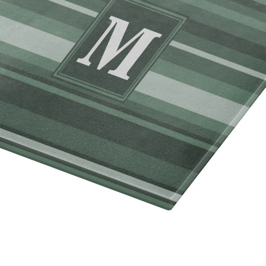 Monogram groene strepen snijplank (Hoek)