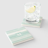 Monogram groene strepen stenen onderzetter (Zijkant)
