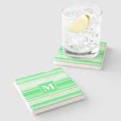 Monogram groene strepen stenen onderzetter (Zijkant)