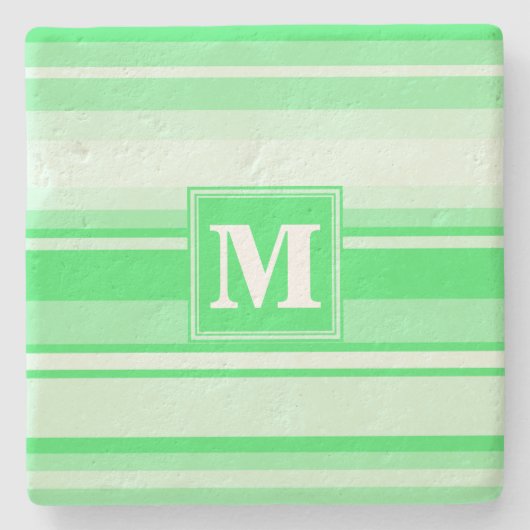Monogram groene strepen stenen onderzetter (Voorkant)