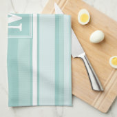 Monogram groene strepen theedoek (Quarter Fold)