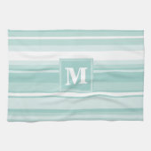 Monogram groene strepen theedoek (Horizontaal)